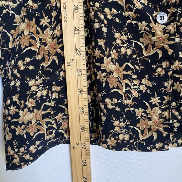 Evan Picone Blouse Top 12 Floral 100% Silk Button Up Long Sleeves Retro Cottage - Picture 4 of 5